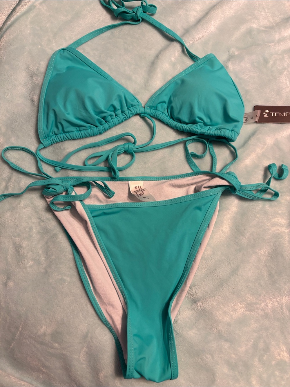 Teal String Bikini Set - Women's Swim